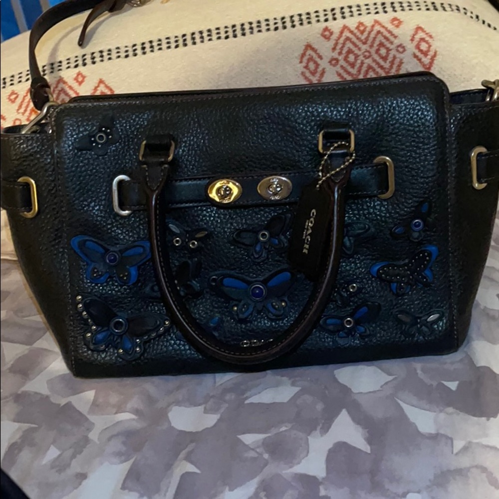 Coach butterfly appliqué swagger leather satchel